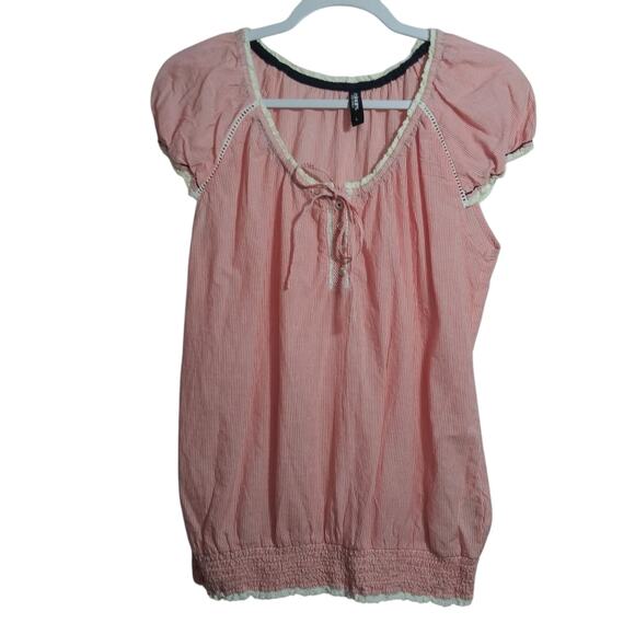 Colours Of The World Red Stripe Nautical Casual Cotton Short Sleeve Top Size L - Picture 1 of 8